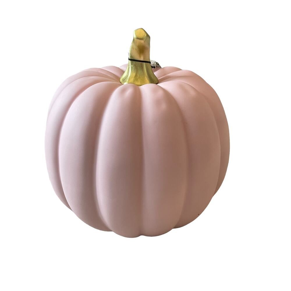 CUPCAKES & CASHMERE Pink Ceramic Pumpkin Gold Stem Posh Fall Decor New - Picture 13 of 14